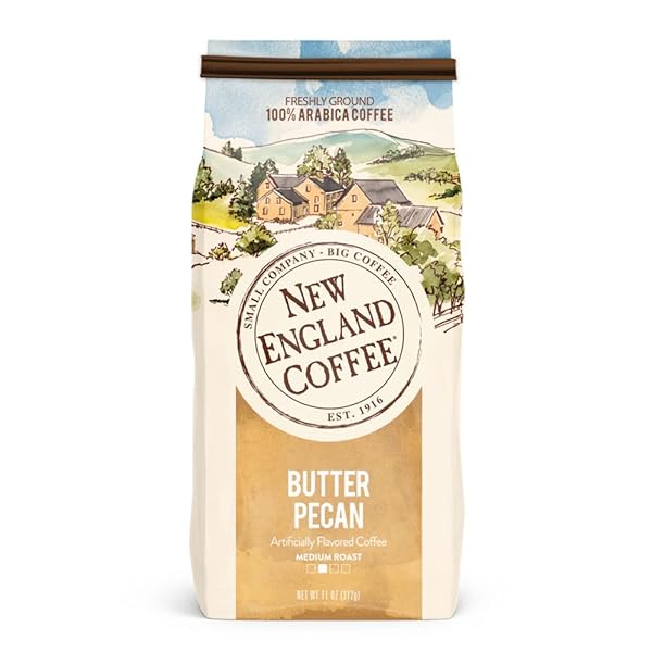 NEW ENGLAND COFFEE VARIETY PACK – BUTTER PECAN/BLUEBERRY COBBLER/HAZELNUT CREME, 11OZ BAG (PACK OF 3)