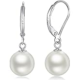 Han han 925 Sterling Silver Pearl Dangle Earrings for Women 10MM