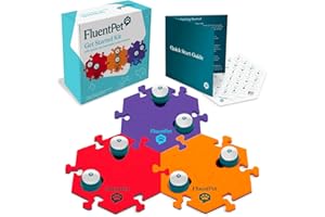 FluentPet Speak Up! Get Started Kit with Clearer Upward-Facing Sound | 6 Recordable Buttons w/Pre-Installed Batteries & 3 HexTile Button Mats | Training Dog & Cat Communication Buttons