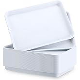 Ziliny 30 Pcs Plastic Serving Tray Cafeteria Art Trays,White | 12.6 x 9.1 x 1 Inch Reusable Party Trays for Serving Food Dessert, Snacks, Fruit, Cookies, Charcuterie, Buffets