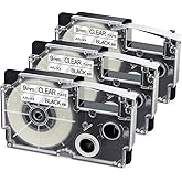 Aonomi XR-9X2S XR-9X Label Tape Replace for Casio 3/8" 9mm Black on Clear Labeling Tape Compatible with Casio KL-120 KL-60 KL60SR KL100 KL750 KL780 KL7000 KL7200 Label Maker, 3-Pack