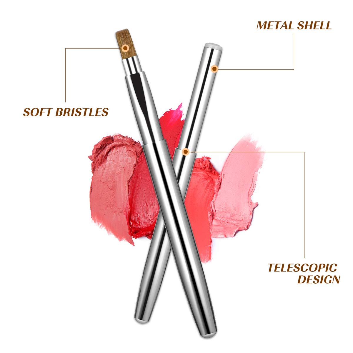 Lurrose Retractable Lip Brush Portable Applicators for Lipstick Lip Gloss Professional Makeup Brush Tool (Silver): Beauty