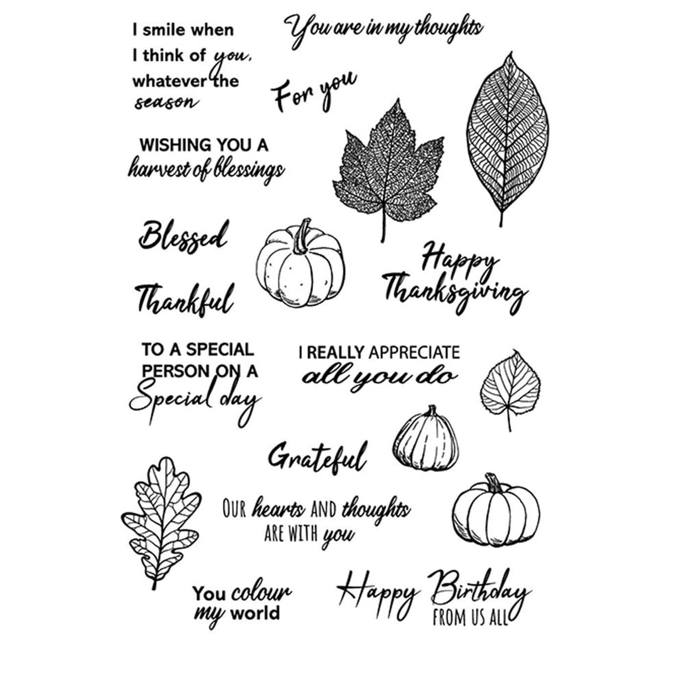 arriettycraft Thanksgiving Autumn Blessing Leaves Grateful Clear Stamps for Card Making Decoration and DIY Scrapbooking