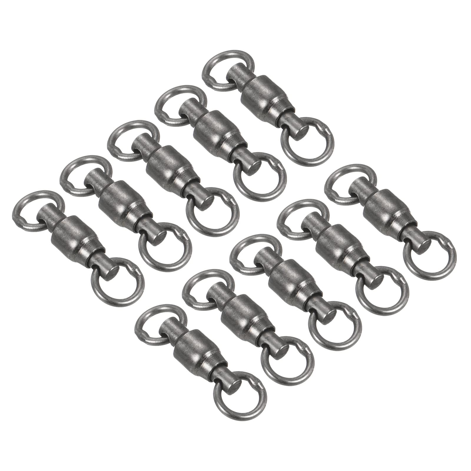 PATIKIL Ball Bearing Swivel, 10 Pack 41lb Carbon Steel Solid Welded Ring Fishing Tackle Connector, Black