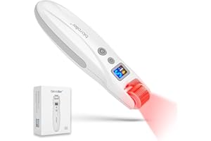 CLETINA Bioroller G5 Derma Roller Microneedle Roller for Hair Growth & Face 0.25mm Micro Needling Roller 540 Titanium Microneedling 2 LED Lights with Microvibrations Care Skincare Tools for Man & Women