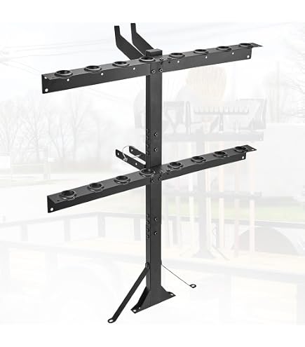 Pilida Upgraded Utility Trailer Tool Rack, 8-Hole Shovel and Rake Holder with Rubber Grommets & Brackets, Heavy-Duty Lawn Equipment Organizer for Truck and Open Trailers, Black