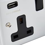 AET 2 Gang 13 A Double Plug Chrome USB Charging Socket with Rocker view 2