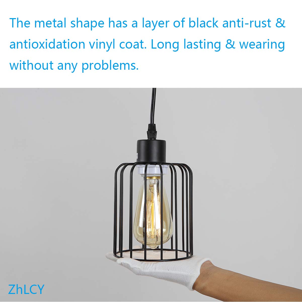 ZhLCY 2 Pack Vintage Mini Wire Pendant Lights with Matte Black Metal Shape, Industrial Caged Hanging Lights, Rustic Farmhouse Lighting Fixtures for Kitchen Loft Bar Counter Foyer Dining Room