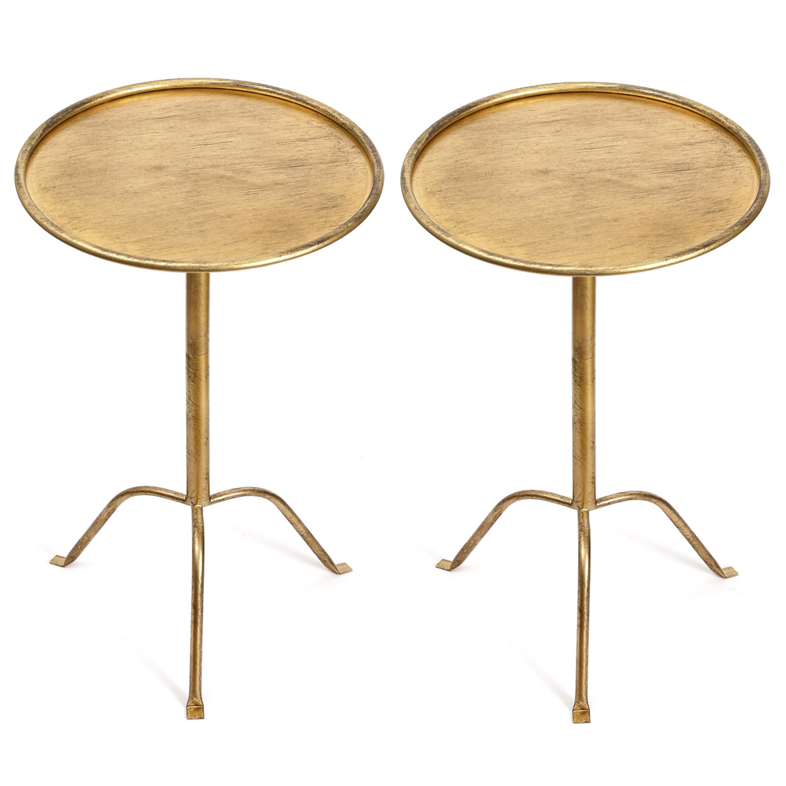 Photo 1 of ***MISSING PARTS*** SHOHAYTO 2 Pcs Small Bronze Pedestal Side Table – 21.25" Tall Metal Martini Table for Bedroom, Living Room, or Office – Round Accent Cocktail End Table