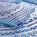 NTBED Bohemian Comforter Sets Queen Lightweight Soft 3-Piece Microfiber Bedding Boho Mandala Medallion Printed Quilt Set with 2 Matching Pillowcases (Blue, Queen)