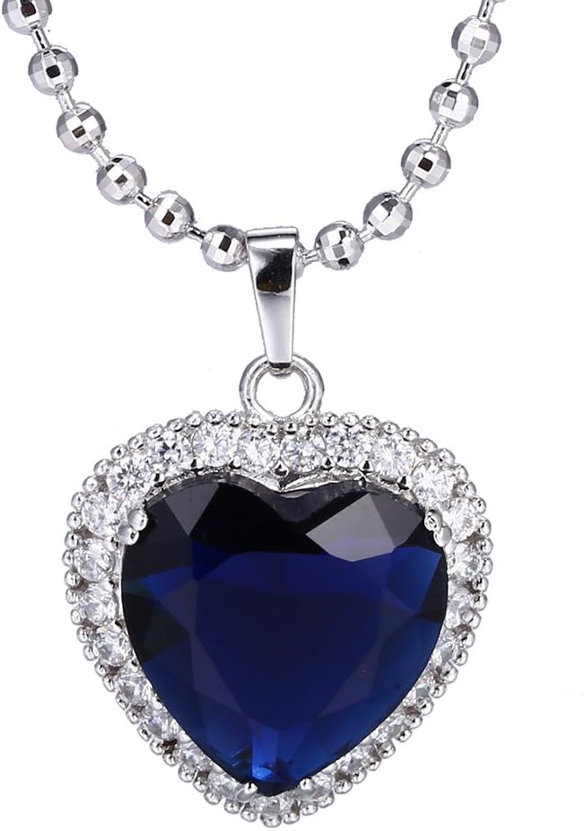 Xuping Ocean Blue Heart Synthetic Cubic Zirconia Pendant Necklace for Women Boxing Day Week