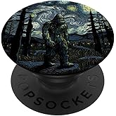 Bigfoot Starry Night Sasquatch Van Gogh Sky Painting Art PopSockets Adhesive PopGrip