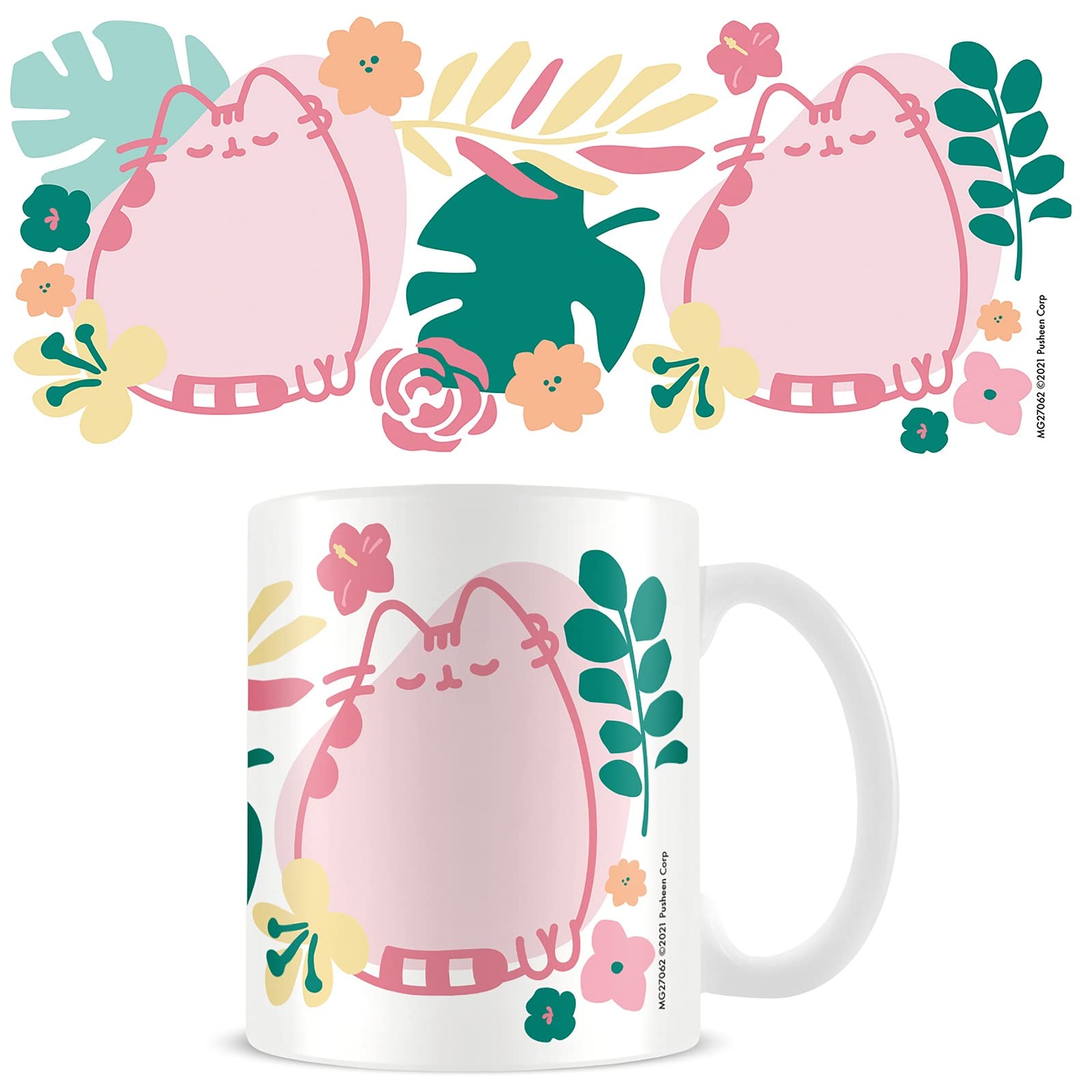 Pusheen Tropical Mug One Size Pink/Green/White Printed Ceramic
