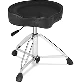RVONE Hydraulic Drum Throne Black | Nitro Gas Lift Support Easy Adjust Height, Motorcycle wide Saddle Drum Seat,Stable up to 400LB for Heavy Duty Adult Drummers