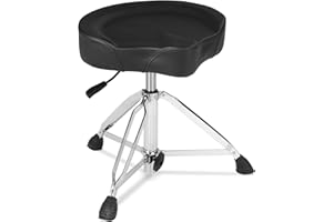 RVONE Hydraulic Nitro Gas Drum Throne, Heavy Duty Drum Stool with 400LB Pounds Load Capacity, Motorcycle Saddle Drum Seat for Professional Adult Drummers Stage Stuido(Black)
