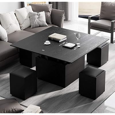 Buy Multi Function Lift Coffee Table Foldable Dining Table For Living Room Dining And Office With 4 Storage Benches Marble Countertop Online In Canada B081jf3rfm