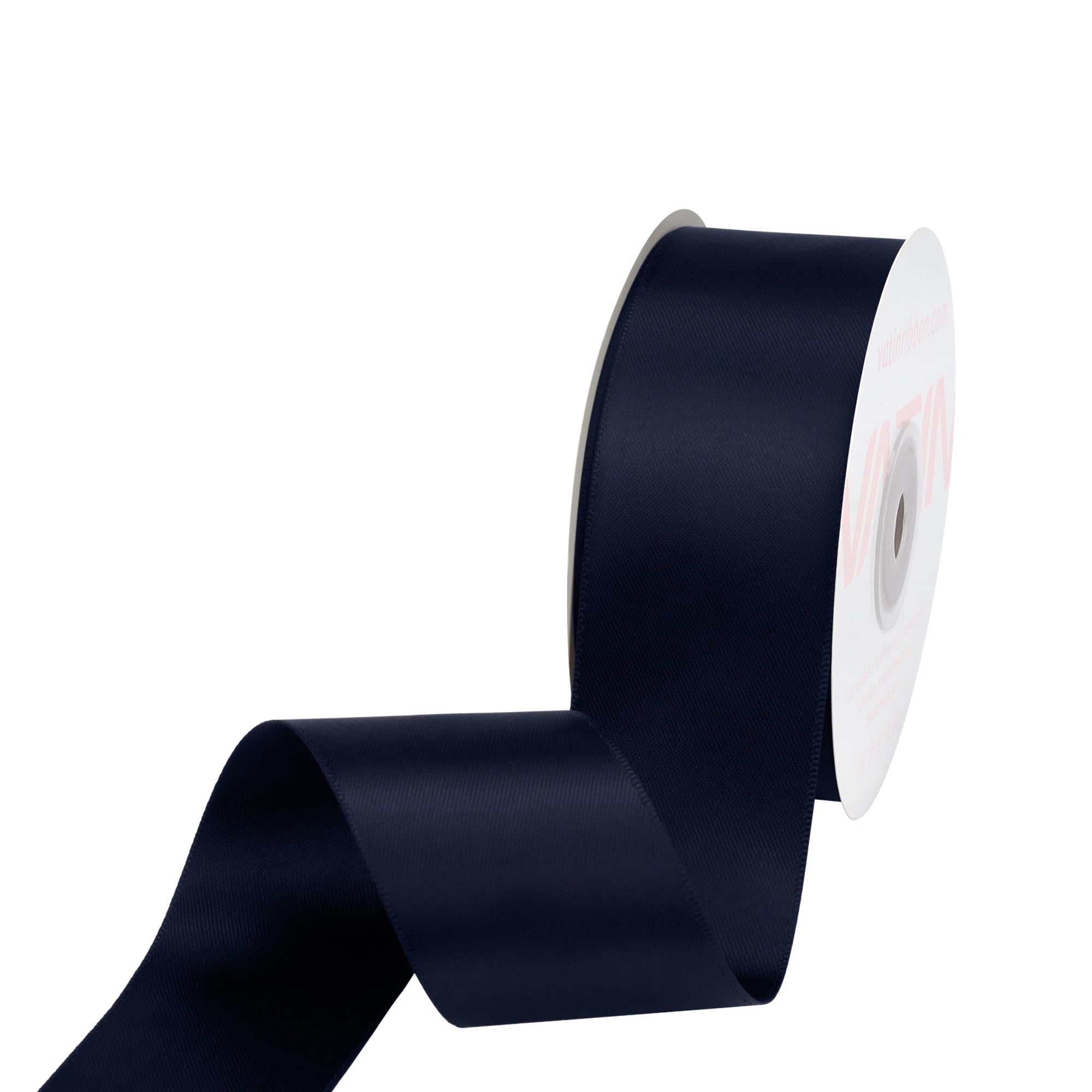 VATIN 38mm Wide Double Faced Polyester Deep Navy Blue Satin Ribbon - 45 Metre, Perfect for Wedding, Gift Wrapping, Bow Making & Other Projects