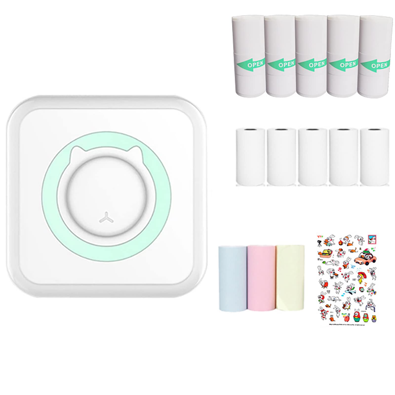 WANGCL Mini Portable Pocket Photo Printer - Inkless, Wireless for IOS/Android (Blue) with 13 Rolls Paper