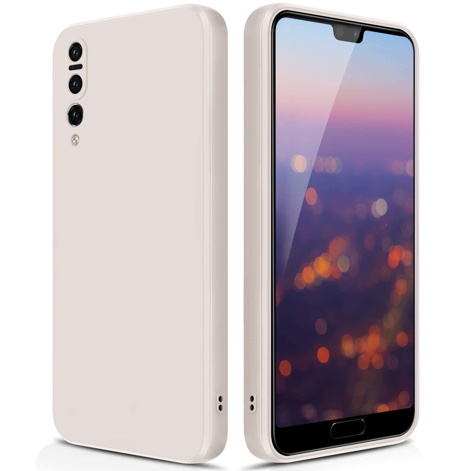 GiiYoon Case Compatible with Huawei P20 Pro, Silky-Soft Touch Full-Body Protective Phone Silicone Case, Shockproof Cover with Microfiber Lining, off white — image 1