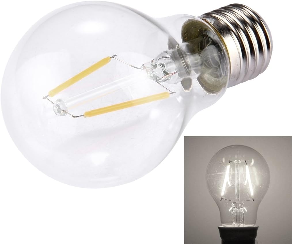 Durable Good looking fashion A60 E27 2W 2 LEDs 160 LM Dimmable Retro Energy Saving LED Filament Light Bulb for Halls, AC 220V fashion (Color : White light)