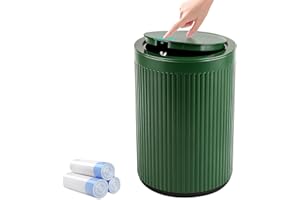 JiatuA Small Bathroom Trash Can with Lid, 2.1 Gallon Garbage Can with Pop-Up Lid Trash Bin Round Wastebasket for Kitchen Bedr