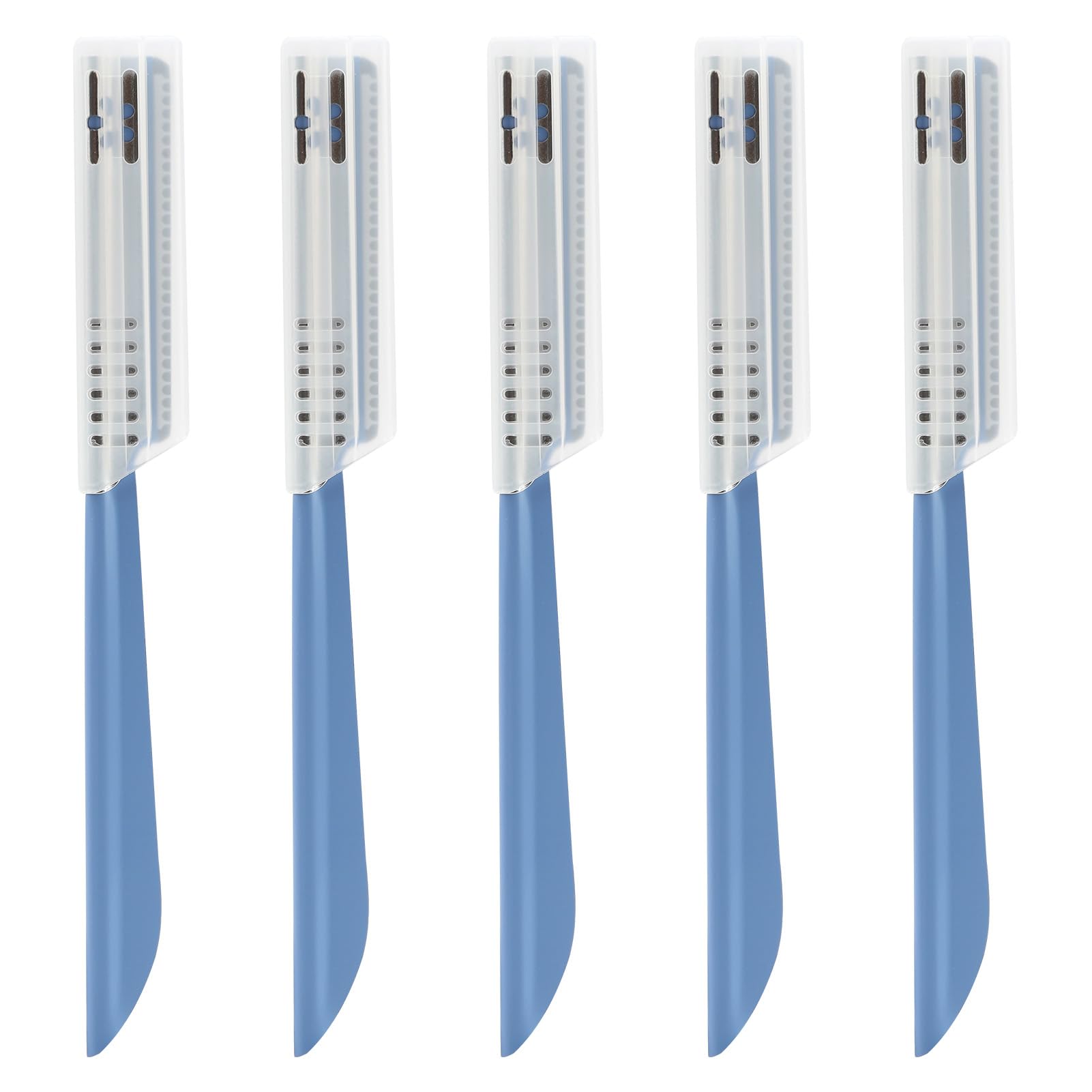 5Pcs Beard Mustache Straight Edge Razors, Men's Beards Edgers Trimmer Shaping Tool Eyebrow Razor Stainless Steel Blade for Facial Hair Fuzz Remover Hair Shaver, Replacement for Travel Grooming Styling