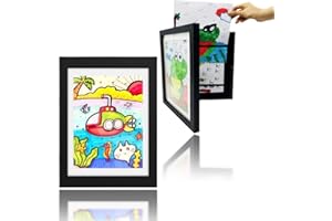 Sensiblopt 2Pcs Kids Art Frames Kids Artwork Frames Changeable, Blck/White Artwork Display Storage Frame for Wall, Holds 50 P