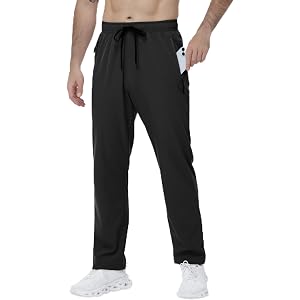 Nakvoc Men's Lightweight Hiking Pants Quick Dry Outdoor Sweatpants with Zipper Pockets for Athletic Workout Casual Travel