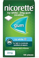 Nicorette Icy White 2 mg Gum (105 Pieces) Nicotine Replacement Stop Smoking Aid view 1