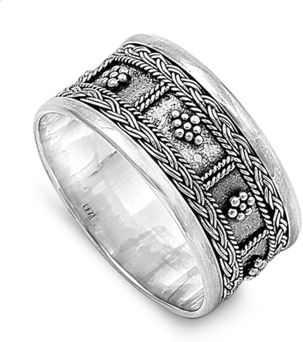 12MM 925 STERLING SILVER HANDMADE VINTAGE BALI BOHEMIAN