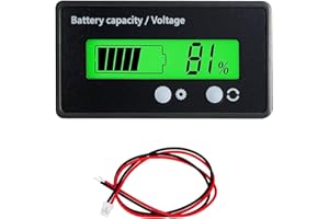 JUSTTOP LCD Battery Capacity Monitor Gauge Meter, 12V 24V 36V 48V Lead Acid Battery Status Indicator Voltmeter, Waterproof Li