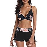 Century Star Women Two Piece Swimsuit with Boy Shorts - Modest Swimming Suits High Waisted Bathing Suits Bikini Set
