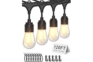 XMCOSY+ 120FT Outdoor String Lights Waterproof - LED Patio Hanging Lights for Outside Porch Backyard Gazebo Garden, Commercial Grade 42 Edison Bulbs