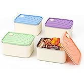 fecoqi 4 PCS Stainless Steel Food Storage Containers with Lids (18oz), Snack Containers for Kids, Freezer Safe, Leak Proof & Airtight,Metal Containers for Meal Prep, Candy Snack