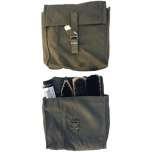 2er Pack oliv Original BW Schuhputzset Schuhputzzeug Creme Bürsten Baumwolle