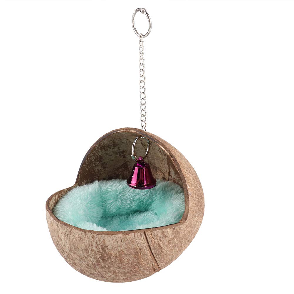 Tnfeeon Hanging Bird Breeding Bed, Natural Coconut Husk Swing Hammock With Bell Hatching Birdhouses Bird Cage Toy