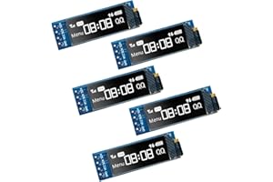 Hosyond 5 Pcs 0.91 Inch I2C OLED Display Module IIC OLED Screen DC 3.3V~5V Compatible with Arduino Raspberry PI (White Display Color)