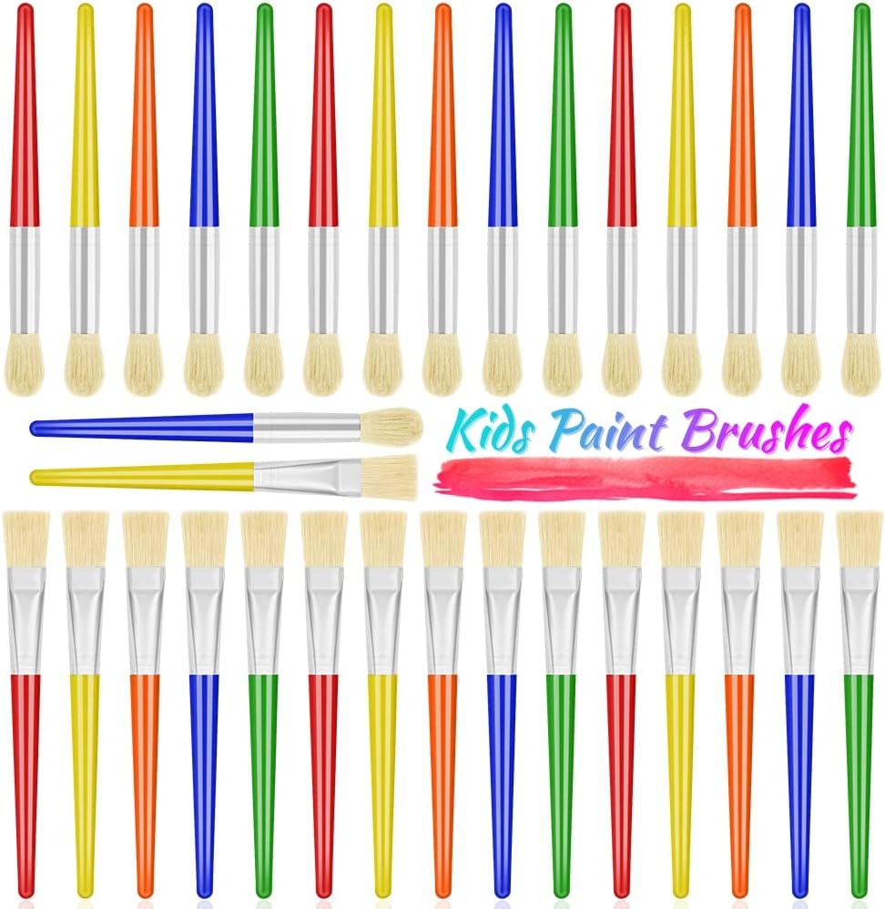 anezus Kids Paint Brushes Set 30 Jumbo Round & Large Flat Brushes