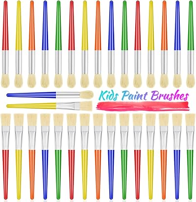 anezus Kids Paint Brushes Set 30 Jumbo Round & Large Flat Brushes
