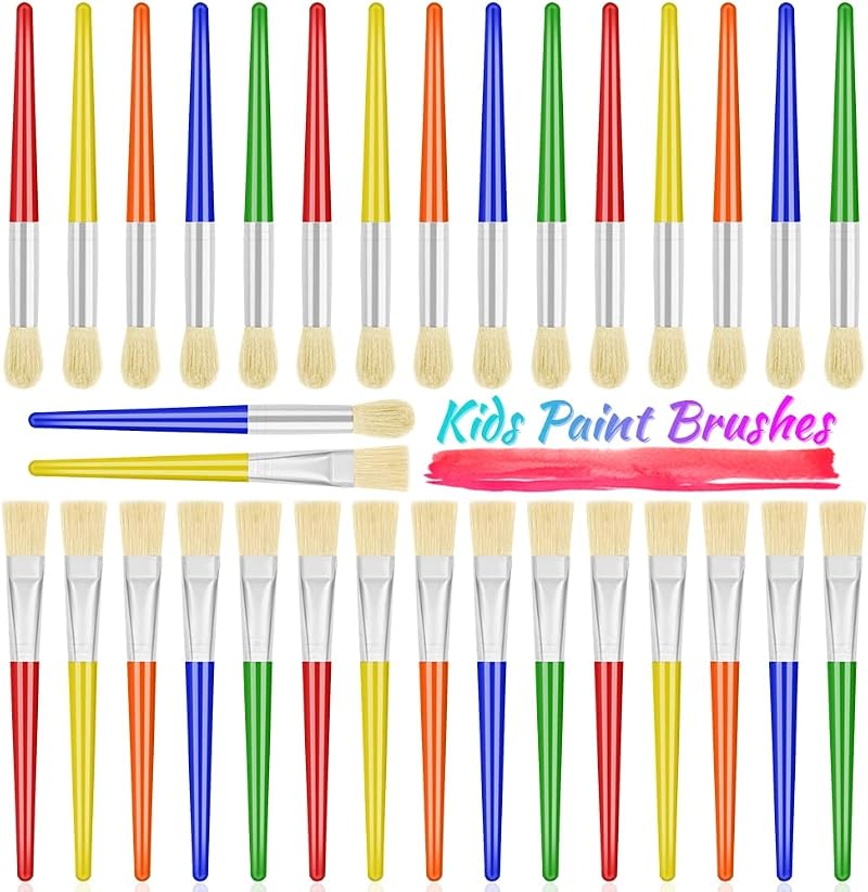 anezus Kids Paint Brushes Set 30 Jumbo Round & Large Flat Brushes