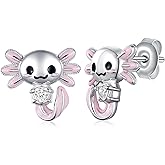 Axolotl Stud Earrings 925 Sterling Silver Axolotl Stud Cute Animal Jewelry Gift for Women Girl Daughter