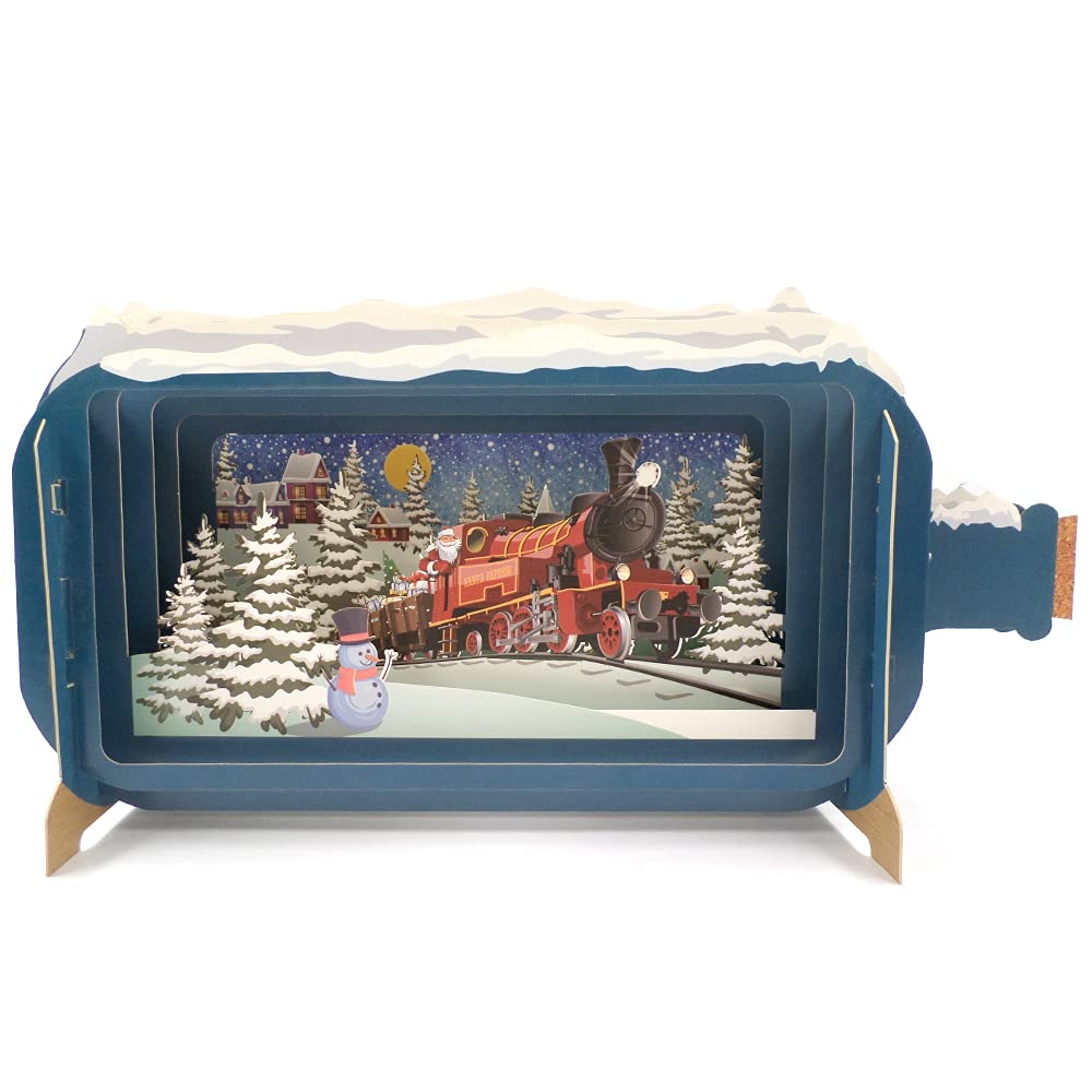 Message In A Bottle Santa Express Pop Up Christmas Greeting Card By Alljoy Cards XMIB056