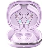 Piluyaa Open Ear Bluetooth 5.3 Earbuds, Wireless Headphones Sport Over Earphones Built-in Mic with Ear Hooks, 58H Playtime Ear Buds Fast Charging, IPX7 Waterproof for Running/Workout—Purple
