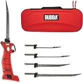 BUBBA Li-Ion Cordless Electric Fillet Knife with Non-Slip Grip Handle, 4 Ti-Nitride S.S. Coated Non-Stick Reciprocating Blades, Charger and Case for Fishing