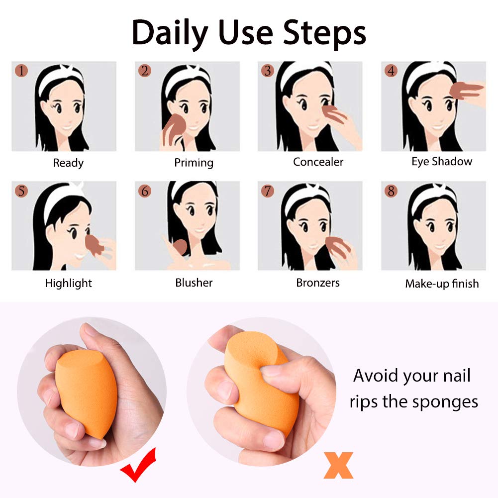 BAIMEI 4Pcs Makeup Sponge Blender Set, Multi-shape Blending Sponges for Dry & Wet Use, Multi-color Foundation, Blush Beauty Sponges : Beauty