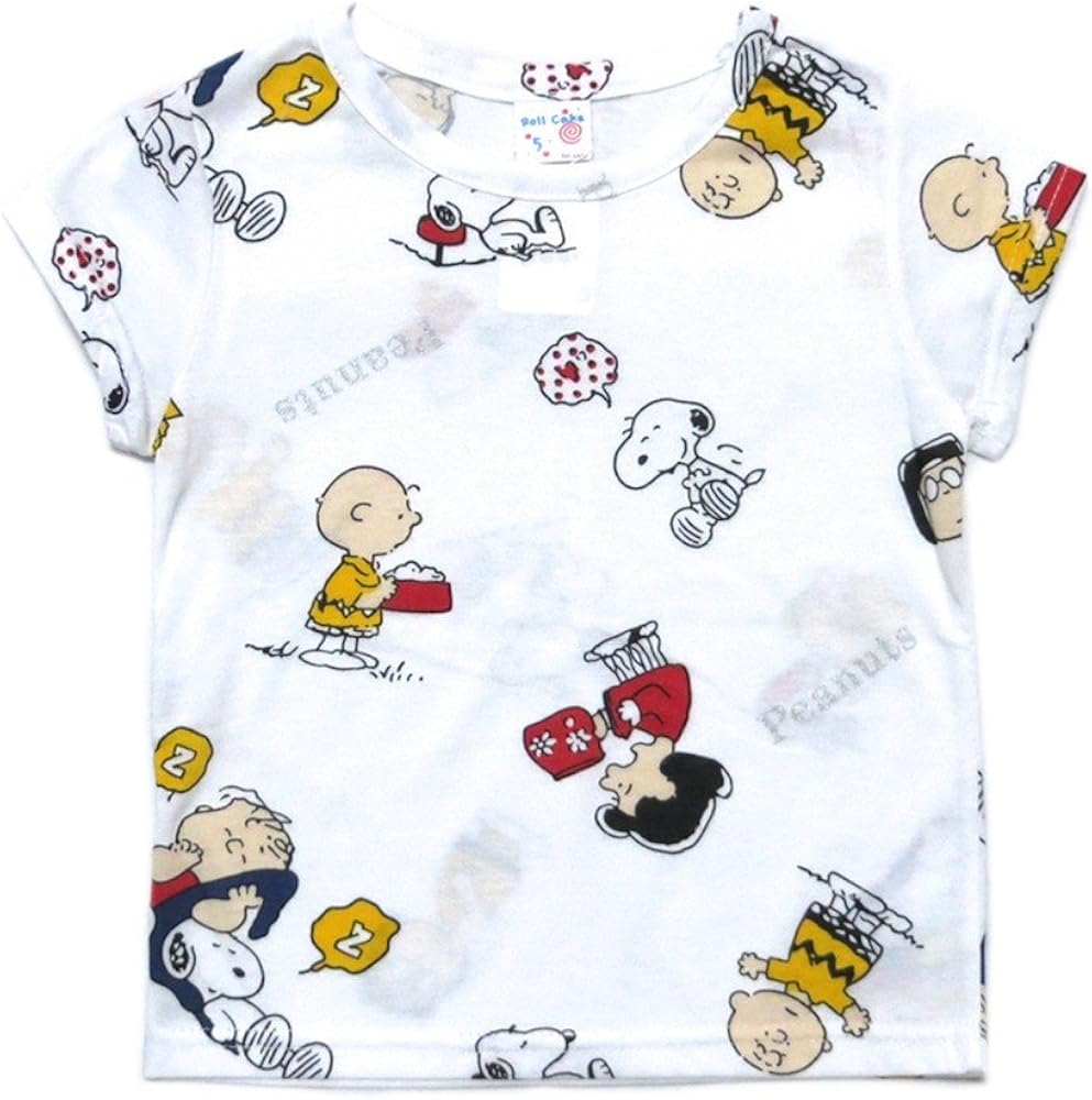 韓国子供服 スヌーピーデザイン半袖tシャツ チャーリーブラウン総柄 男の子 女の子 13 130cm ホワイト Tシャツ カットソー 通販 Amazon