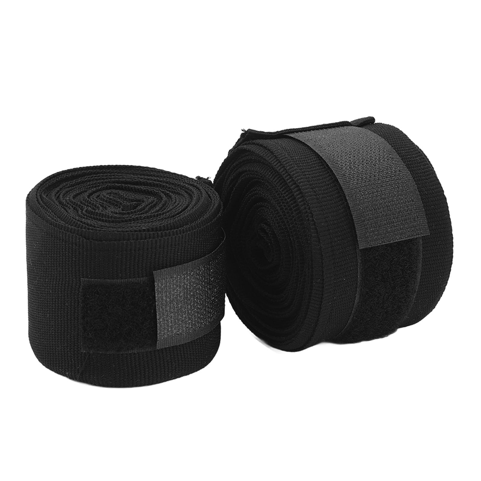 Fockety Boxing Hand Wraps, 2pcs 5 Meters Semi Elastic Cotton Boxing Handwraps, Hook Loop Design Sports Hand Wraps Wrist Wrap Protection for Men Women Youth for Boxing, Kickboxing (Black)