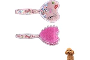 DEEUCHIS Small Dog Brush, Soft Dog Grooming Brush for Shih Tzus, Yorkies, Maltipoos, Maltese, Love Shape Puppy Massaging Pet Hair Brush, Cat Brush, for Small Dogs Cats of All Hair Types (Rose Pink)
