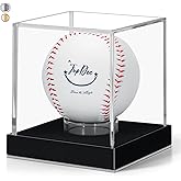 JupDec Baseball Display Case, Clear Acrylic Cube Baseball Holder with Durable Base, UV Protected Autograph Stand Box for Single Ball, Ideal Gift for Collector & Sports Enthusiast, Silvery, 1 Pack