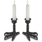 NIKKY HOME Gothic Clawfoot Taper Candle Holders Set of 2, Halloween Decor | Talon Decorative Metal Candlestick Stand, Dark Ornamental Flair for Table Centerpieces, Mantel, Dinner & Eerie‑Themed Styling